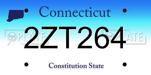 2ZT264 Connecticut License Plate