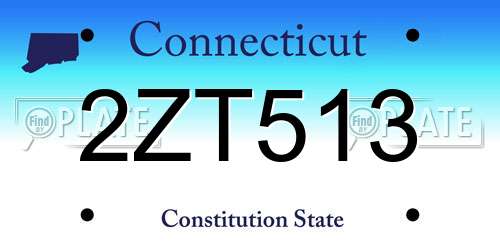 2ZT513 Connecticut License Plate
