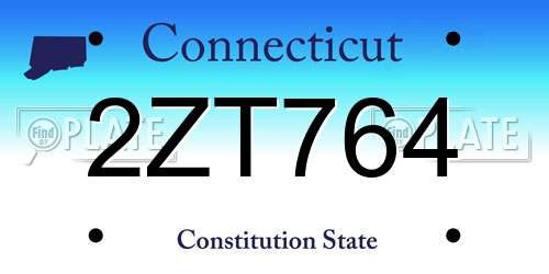 2ZT764 Connecticut License Plate