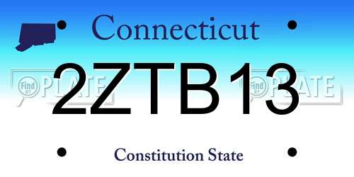 2ZTB13 Connecticut License Plate