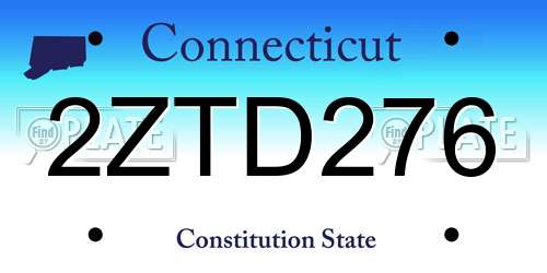 2ZTD276 Connecticut License Plate