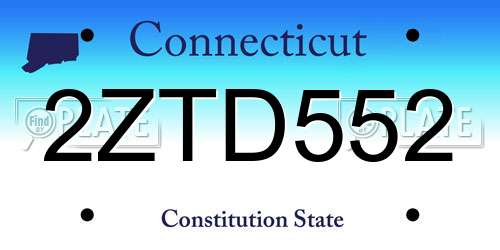 2ZTD552 Connecticut License Plate