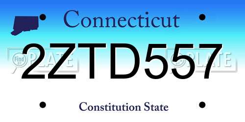 2ZTD557 Connecticut License Plate