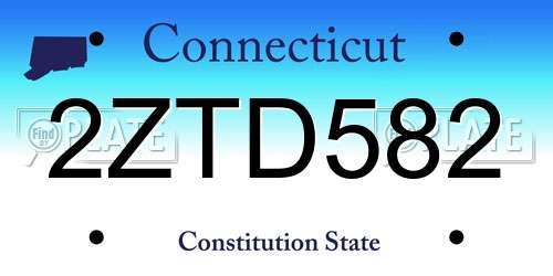 2ZTD582 Connecticut License Plate