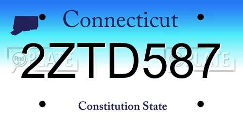 2ZTD587 Connecticut License Plate