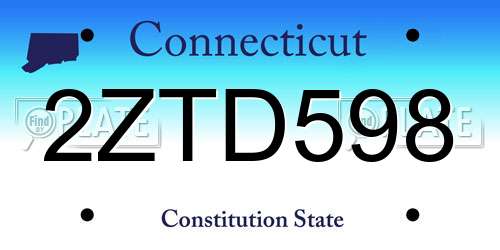 2ZTD598 Connecticut License Plate
