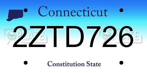 2ZTD726 Connecticut License Plate