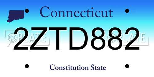 2ZTD882 Connecticut License Plate
