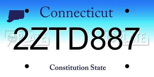2ZTD887 Connecticut License Plate