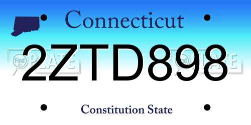 2ZTD898 Connecticut License Plate