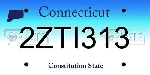 2ZTI313 Connecticut License Plate