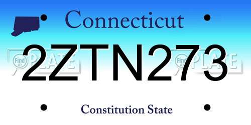 2ZTN273 Connecticut License Plate