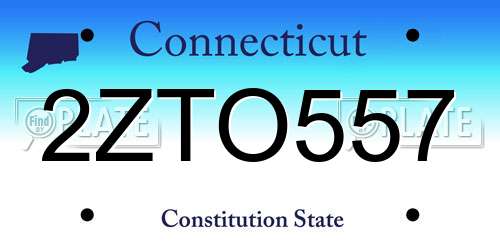 2ZTO557 Connecticut License Plate