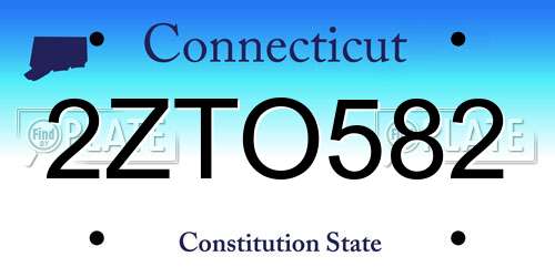 2ZTO582 Connecticut License Plate