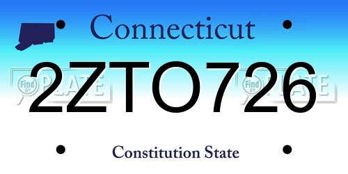 2ZTO726 Connecticut License Plate