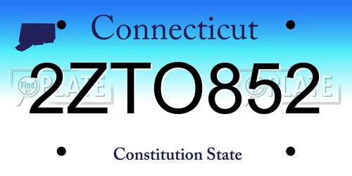 2ZTO852 Connecticut License Plate