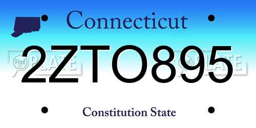 2ZTO895 Connecticut License Plate