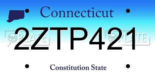 2ZTP421 Connecticut License Plate