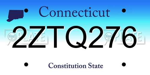 2ZTQ276 Connecticut License Plate