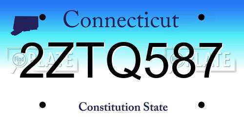 2ZTQ587 Connecticut License Plate