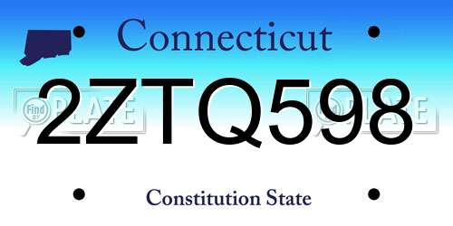2ZTQ598 Connecticut License Plate