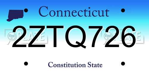 2ZTQ726 Connecticut License Plate