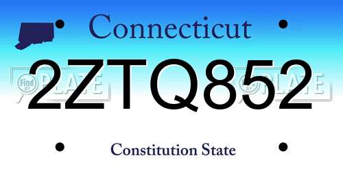 2ZTQ852 Connecticut License Plate