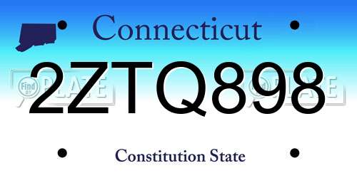 2ZTQ898 Connecticut License Plate