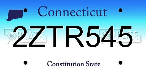 2ZTR545 Connecticut License Plate