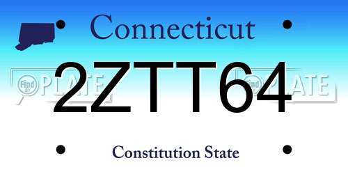 2ZTT64 Connecticut License Plate