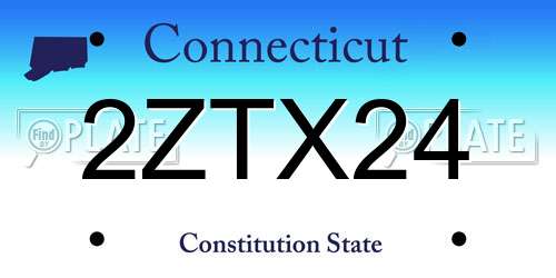 2ZTX24 Connecticut License Plate