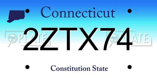 2ZTX74 Connecticut License Plate