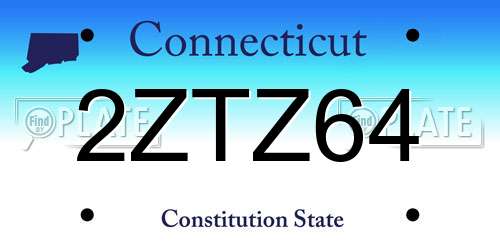 2ZTZ64 Connecticut License Plate
