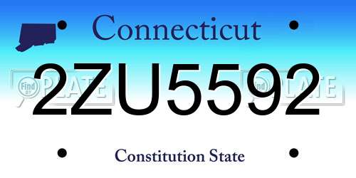 2ZU5592 Connecticut License Plate