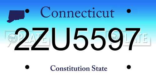 2ZU5597 Connecticut License Plate