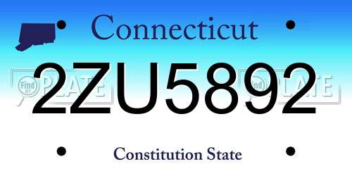 2ZU5892 Connecticut License Plate