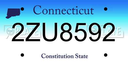 2ZU8592 Connecticut License Plate