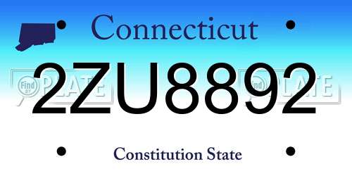 2ZU8892 Connecticut License Plate