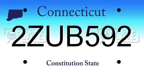 2ZUB592 Connecticut License Plate
