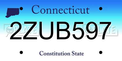2ZUB597 Connecticut License Plate