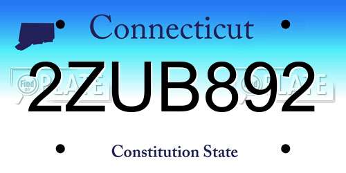 2ZUB892 Connecticut License Plate