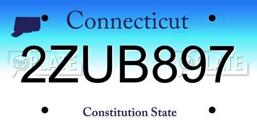 2ZUB897 Connecticut License Plate