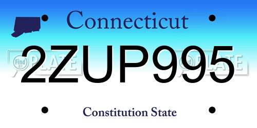2ZUP995 Connecticut License Plate