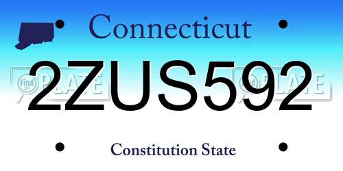 2ZUS592 Connecticut License Plate