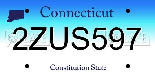 2ZUS597 Connecticut License Plate
