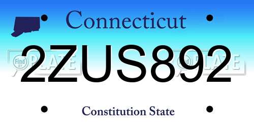2ZUS892 Connecticut License Plate