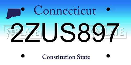 2ZUS897 Connecticut License Plate