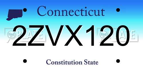 2ZVX120 Connecticut License Plate