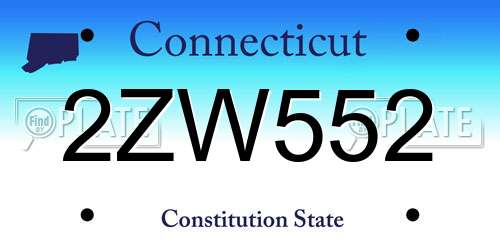 2ZW552 Connecticut License Plate