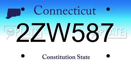 2ZW587 Connecticut License Plate
